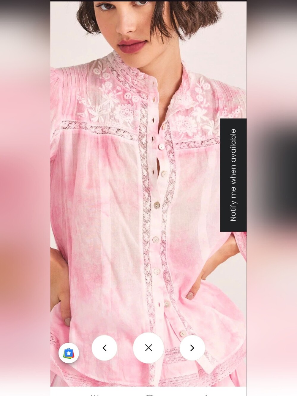 LoveShackFancy Ronda Tie Dye  Pink Floral Embroidered Blouse